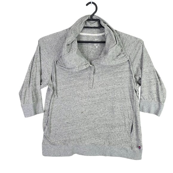 Womens Nike Dri Fit Gray Cowl Neck Sweatshirt 1/4 Zip 3/4 Sleeves Cotton Size XL - Picture 1 of 10